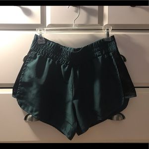 Green & Black Mesh Panel Running Shorts
